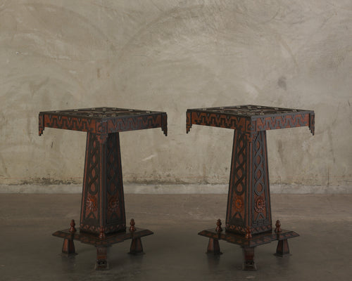 PAIR OF MAYAN REVIVAL SIDE TABLES